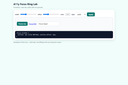 A11y Focus Ring Lab – WordPress plugin