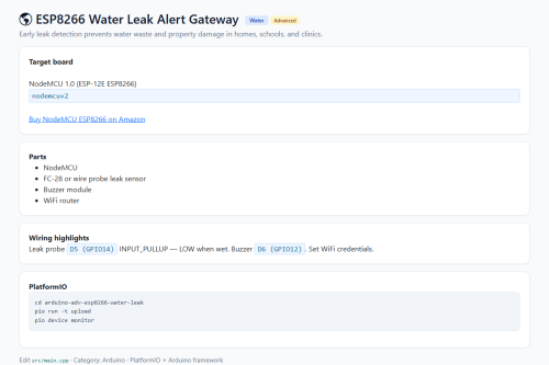 ESP8266 Water Leak Alert Gateway – WordPress plugin
