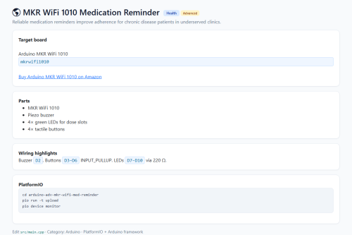 MKR WiFi 1010 Medication Reminder – WordPress plugin