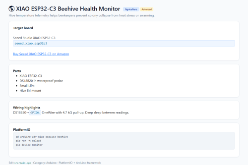 XIAO ESP32-C3 Beehive Health Monitor – WordPress plugin