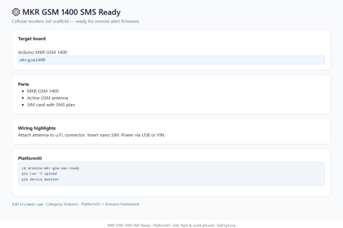 MKR GSM 1400 SMS Ready – Arduino / PlatformIO project