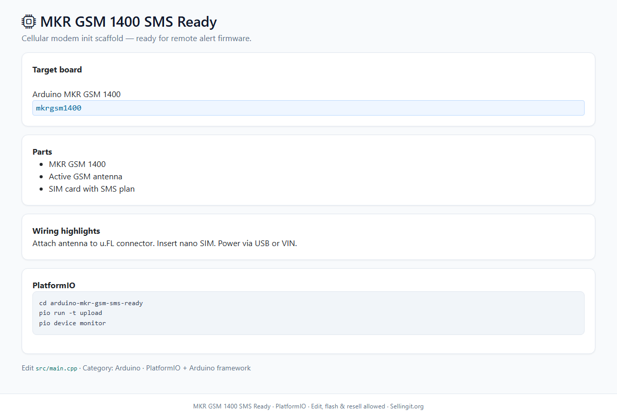 MKR GSM 1400 SMS Ready – Arduino / PlatformIO project