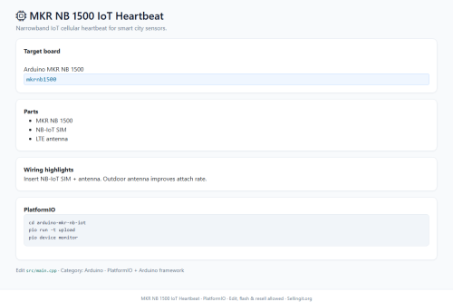 MKR NB 1500 IoT Heartbeat – Arduino / PlatformIO project