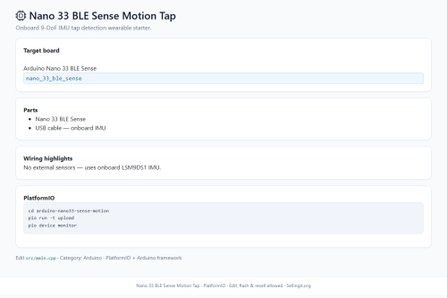 Nano 33 BLE Sense Motion Tap – Arduino / PlatformIO project