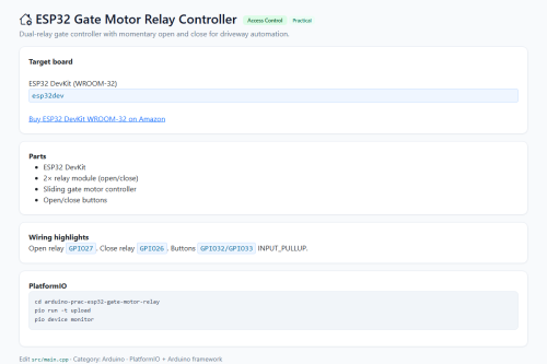 ESP32 Gate Motor Relay Controller – WordPress plugin