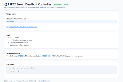 ESP32 Smart Deadbolt Controller – WordPress plugin