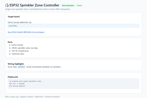 ESP32 Sprinkler Zone Controller – WordPress plugin