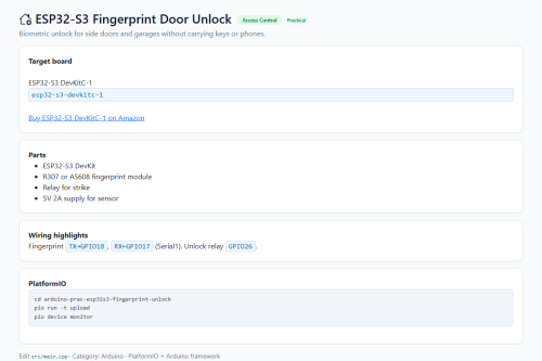 ESP32-S3 Fingerprint Door Unlock – WordPress plugin