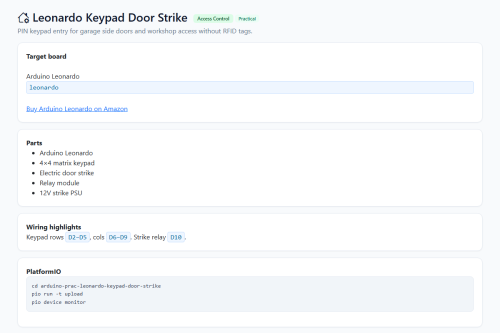 Leonardo Keypad Door Strike – WordPress plugin