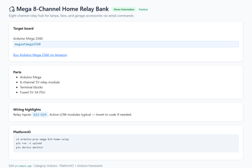 Mega 8-Channel Home Relay Bank – WordPress plugin