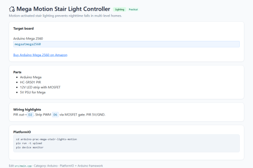 Mega Motion Stair Light Controller – WordPress plugin