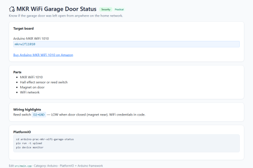 MKR WiFi Garage Door Status – WordPress plugin