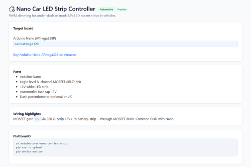 Nano Car LED Strip Controller – WordPress plugin