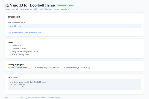 Nano 33 IoT Doorbell Chime – WordPress plugin