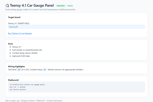 Teensy 4.1 Car Gauge Panel – WordPress plugin
