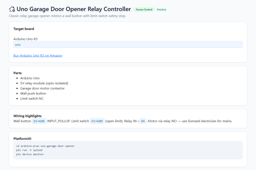 Uno Garage Door Opener Relay Controller – WordPress plugin