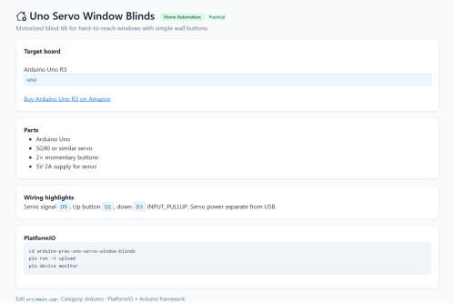 Uno Servo Window Blinds – WordPress plugin