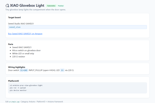 XIAO Glovebox Light – WordPress plugin