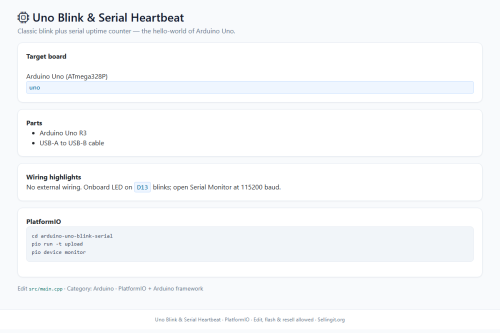 Uno Blink & Serial Heartbeat – Arduino / PlatformIO project