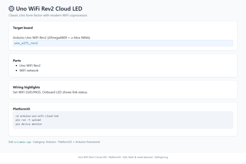 Uno WiFi Rev2 Cloud LED – Arduino / PlatformIO project