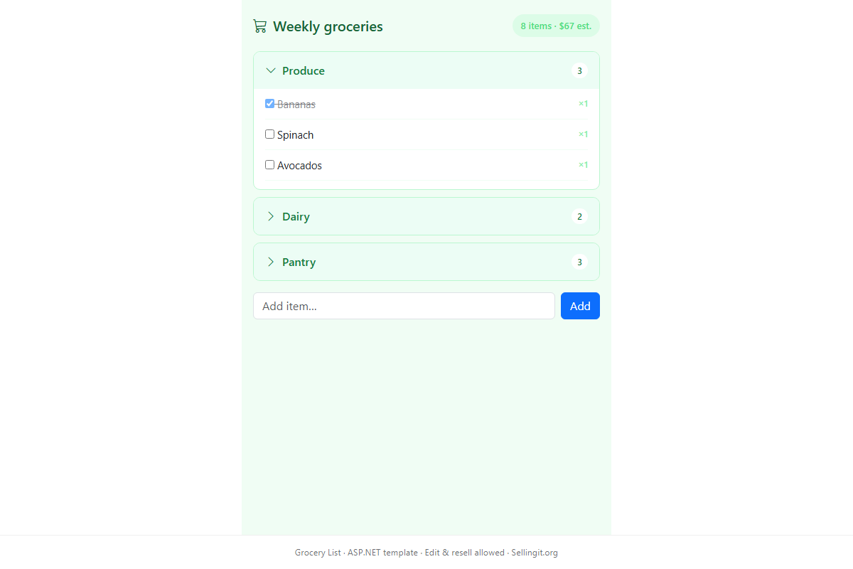 Grocery List – HTML5 app