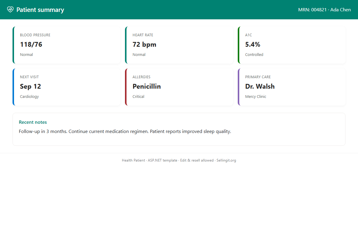 Health Patient – HTML5 app