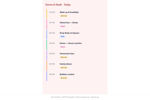 Kids Schedule – WordPress plugin