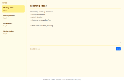 Quick Notes – WordPress plugin