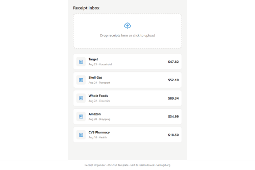 Receipt Organizer – WordPress plugin