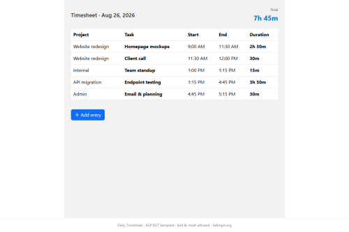Daily Timesheet – WordPress plugin