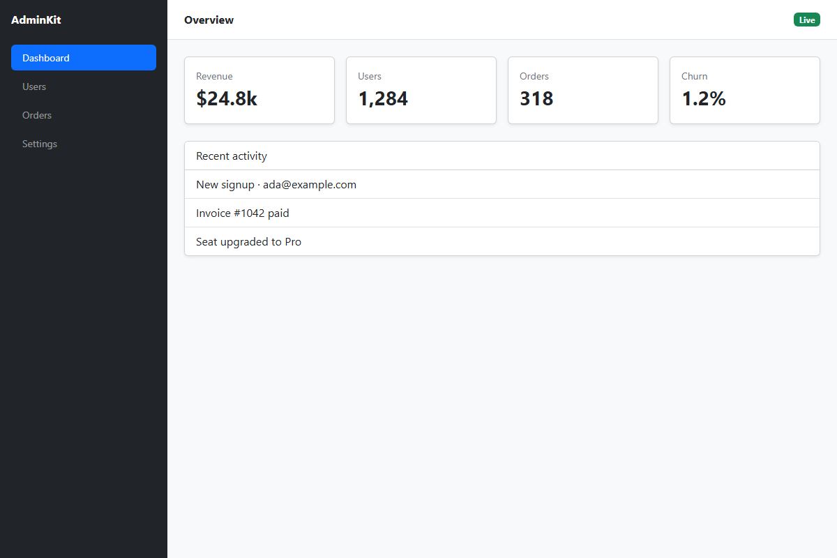 Bootstrap Admin Dashboard