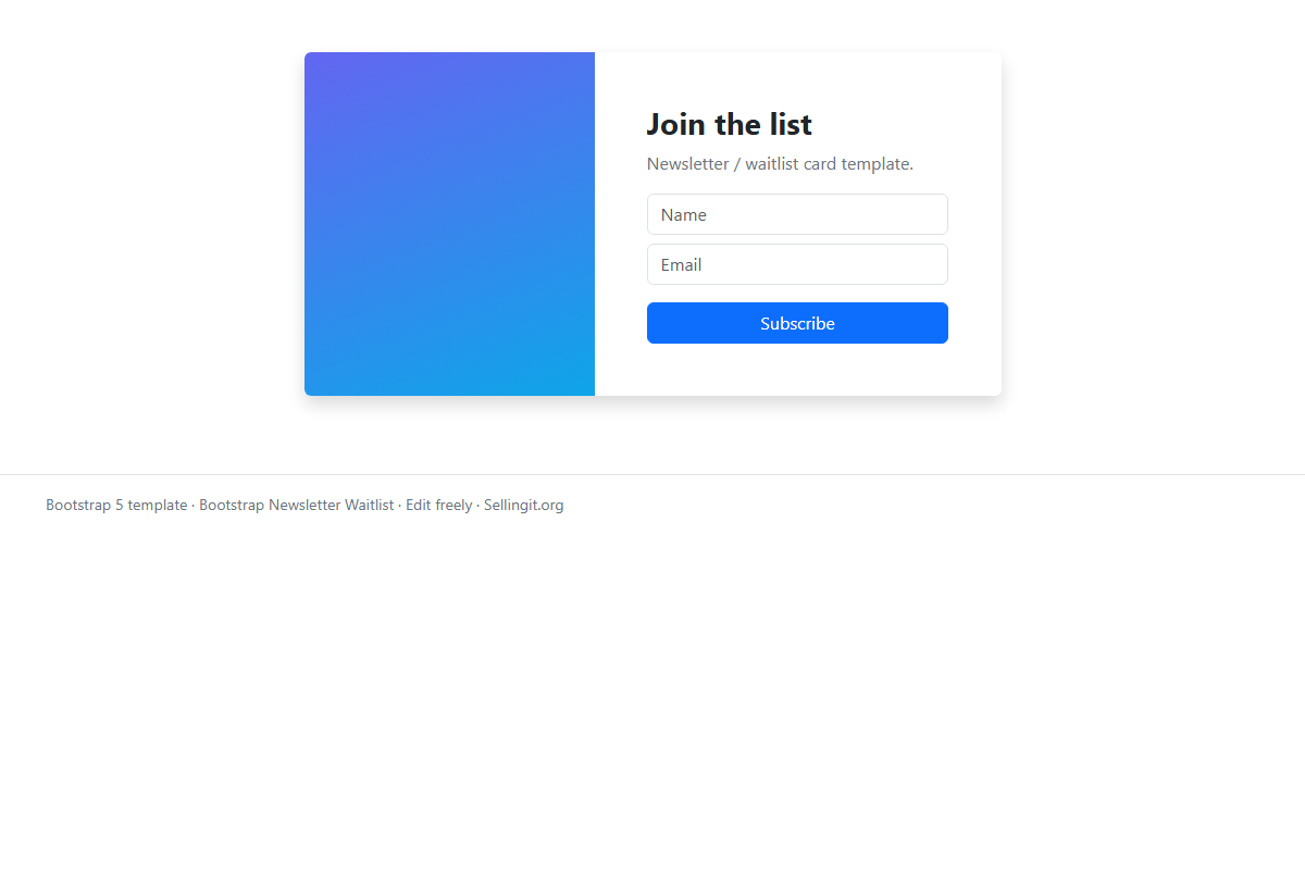 Bootstrap Newsletter Waitlist – HTML5 app