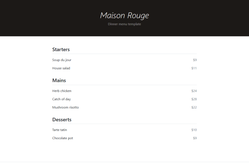 Bootstrap Restaurant Menu – WordPress plugin