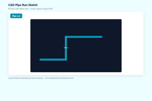CAD Pipe Run Sketch – HTML5 app