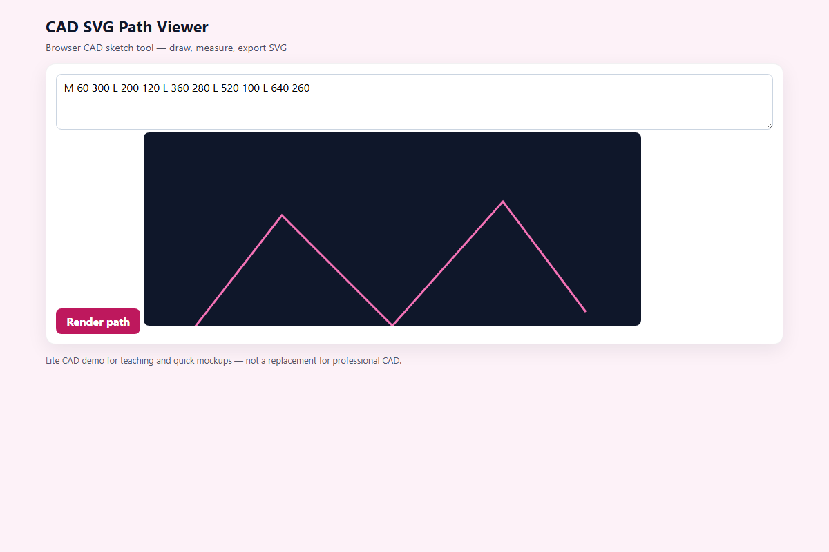 CAD SVG Path Viewer – HTML5 app