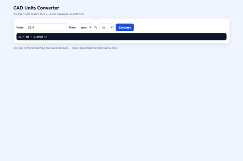 CAD Units Converter – HTML5 app