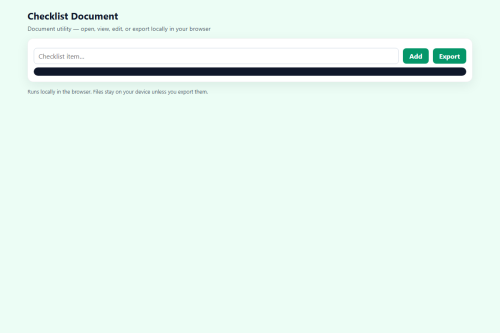 Checklist Document – HTML5 app