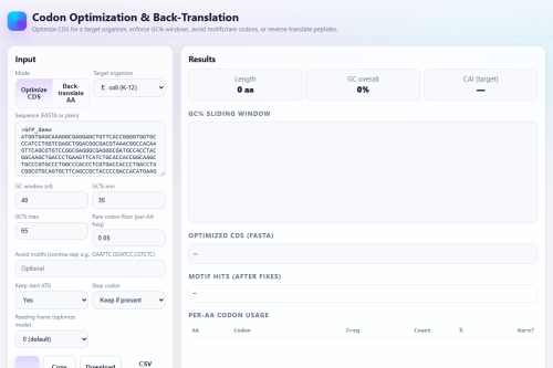 Codon Optimizer – WordPress plugin