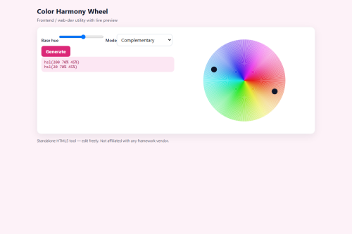 Color Harmony Wheel – WordPress plugin