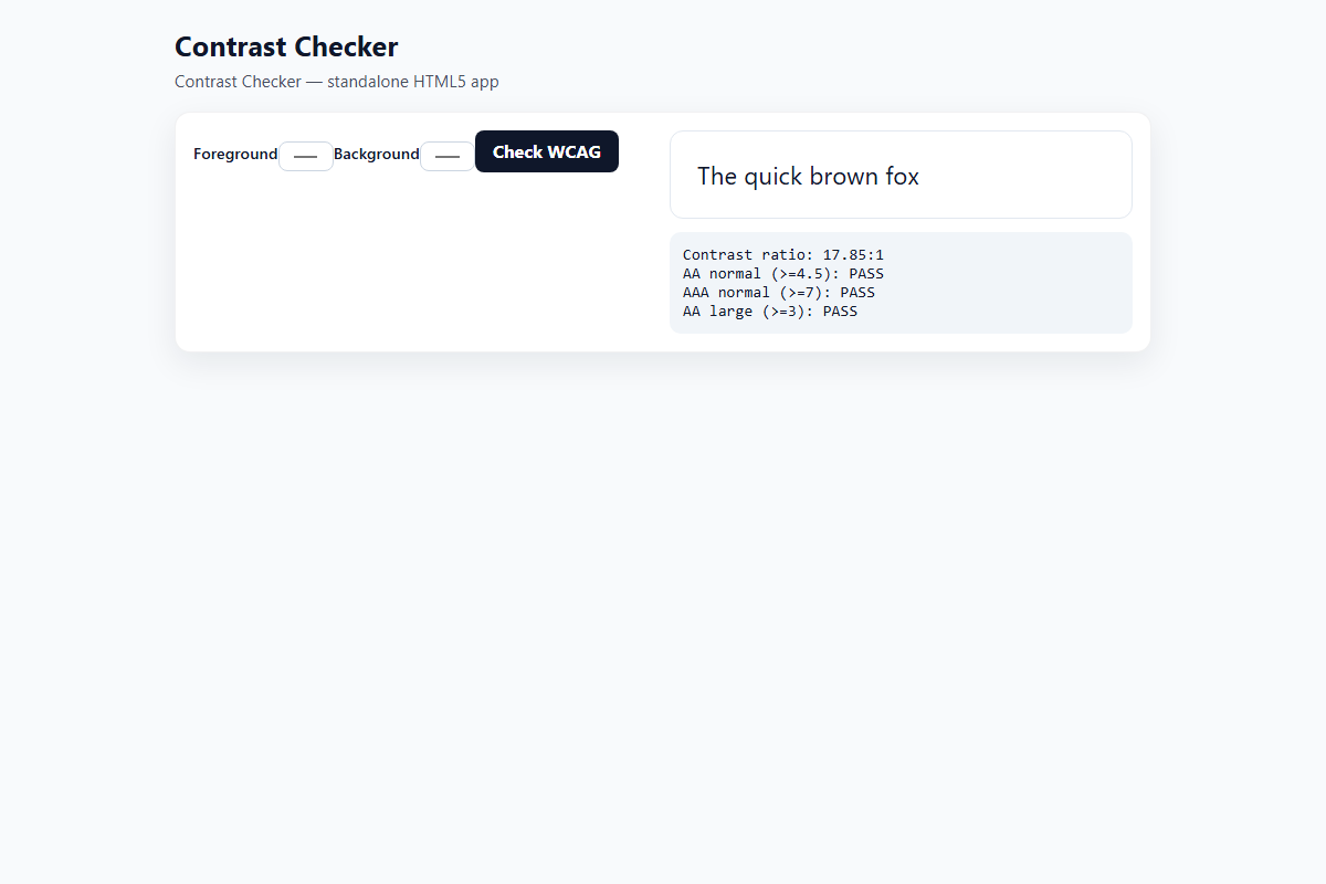 Contrast Checker – HTML5 app