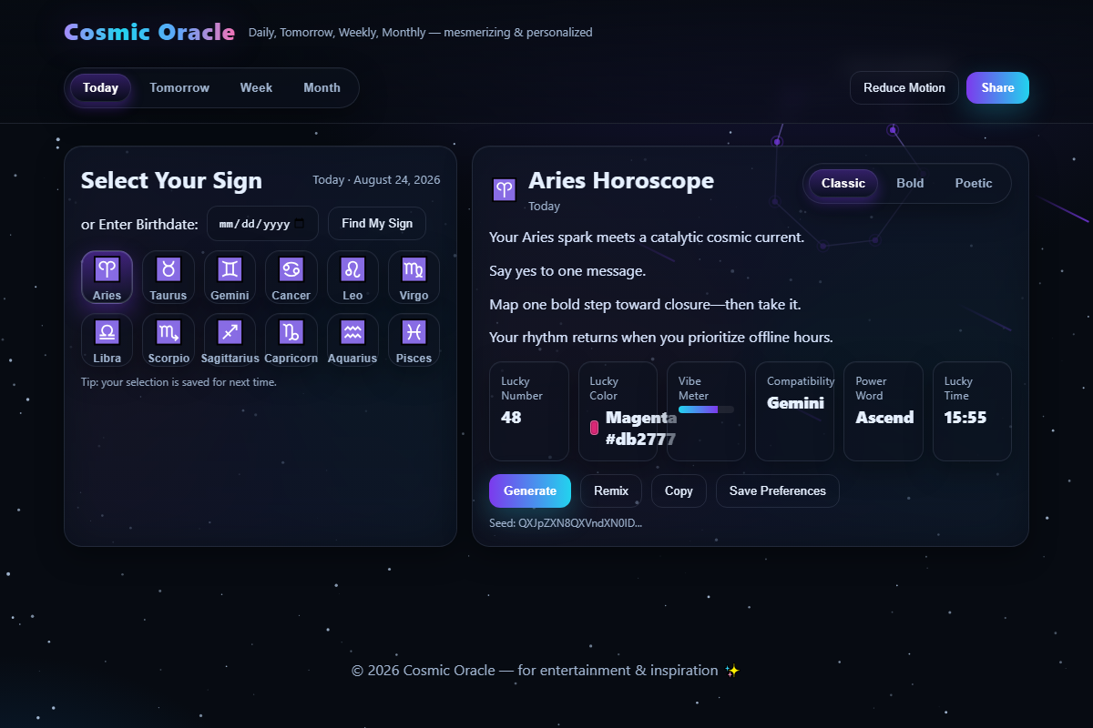 Cosmic Oracle