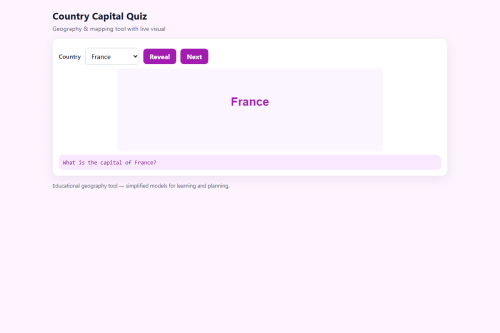Country Capital Quiz – WordPress plugin
