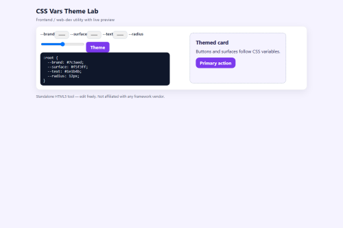 CSS Vars Theme Lab – WordPress plugin
