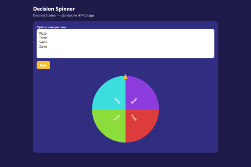 Decision Spinner – WordPress plugin