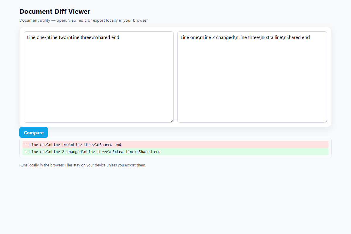 Document Diff Viewer – HTML5 app