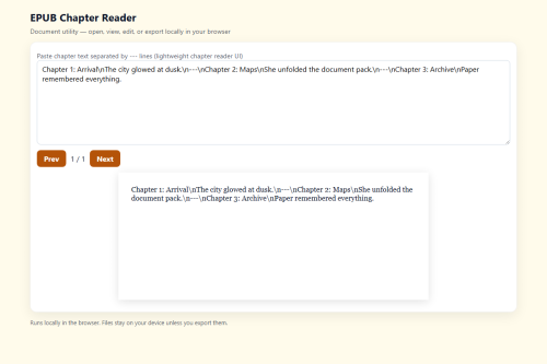 EPUB Chapter Reader – HTML5 app
