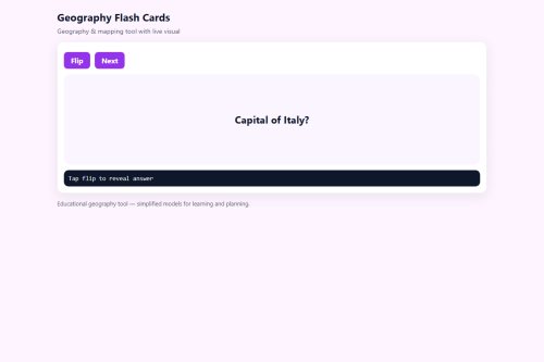Geography Flash Cards – WordPress plugin