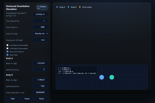 Gravity Simulator – HTML5 app