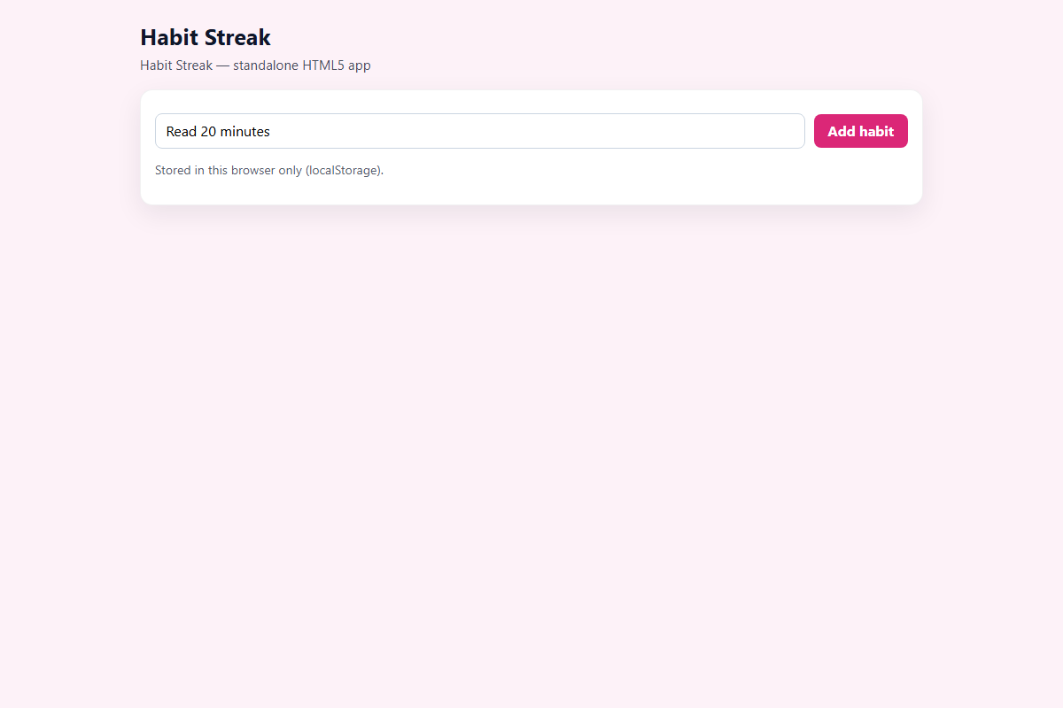 Habit Streak – HTML5 app