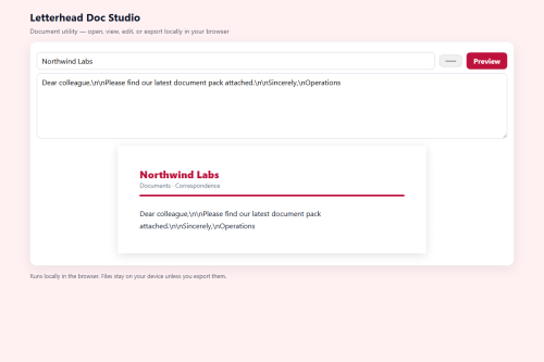 Letterhead Doc Studio – HTML5 app